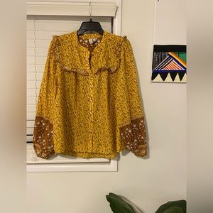 JOIE Ruffled Peasant Blouse, Sz L